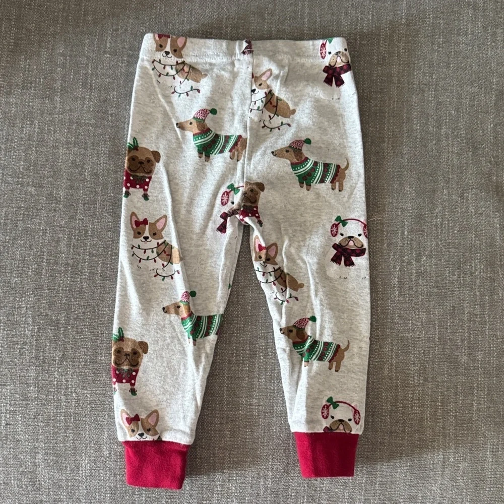 Adorable Holiday Corgi Kids Pajamas - Gray and Red